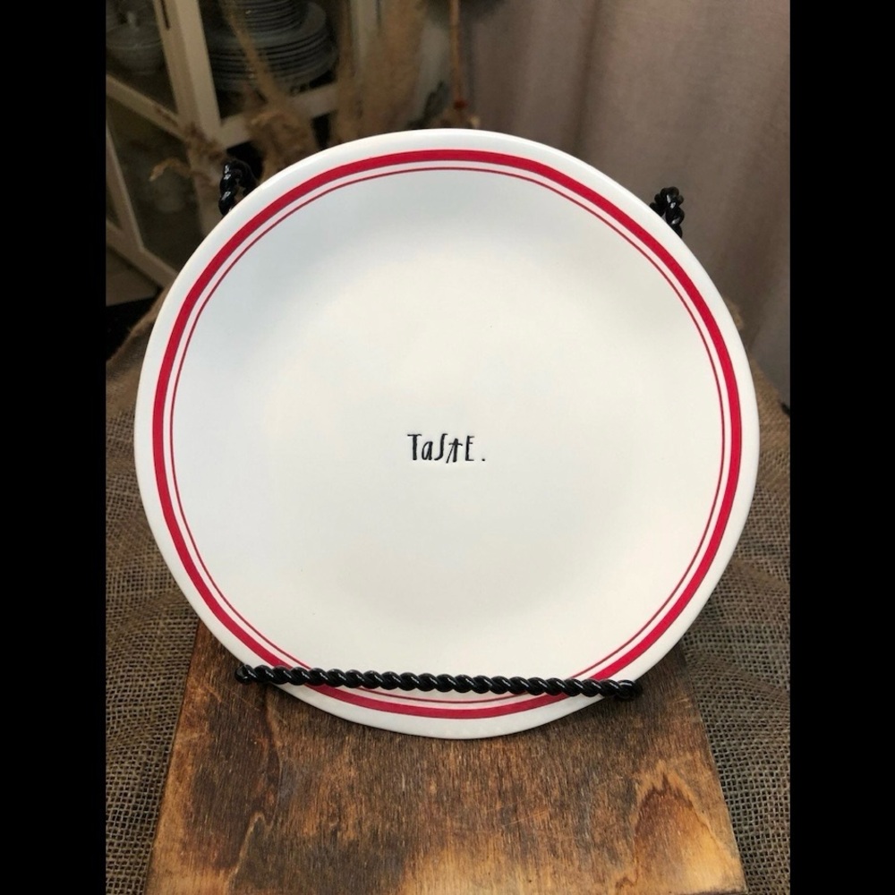 (5) Rae Dunn Red Line Taste Salad Dessert Plates NWT Boutique Farmhouse